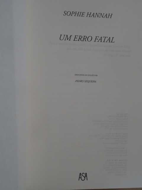 Um Erro Fatal de Sophie Hannah - 1ª Edição