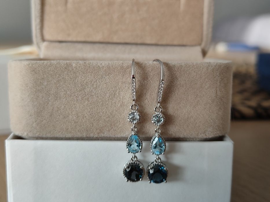 Kolczyki srebro 925 z naturalnym topazem i fluorytem