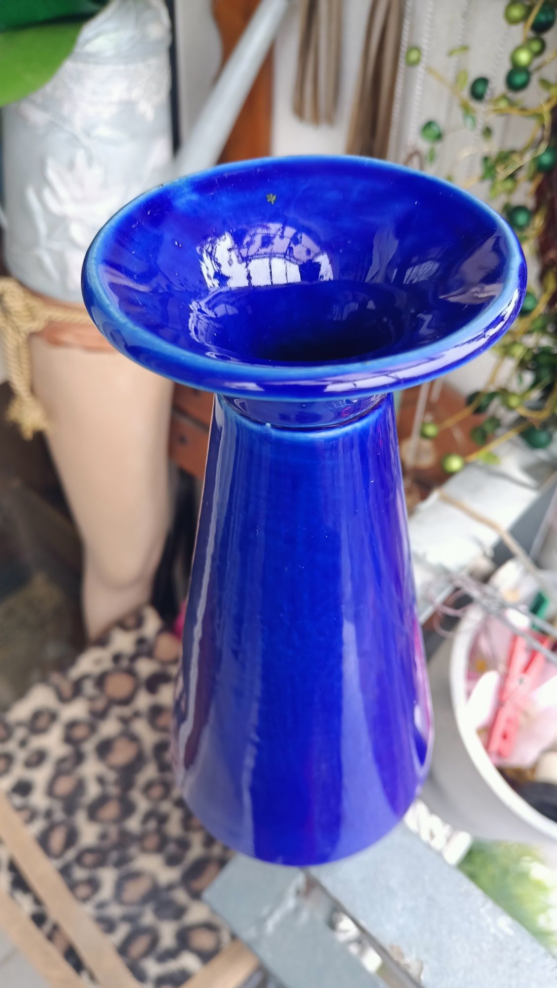 Kobaltowy wazon ceramiczny Bronisław Wolanin