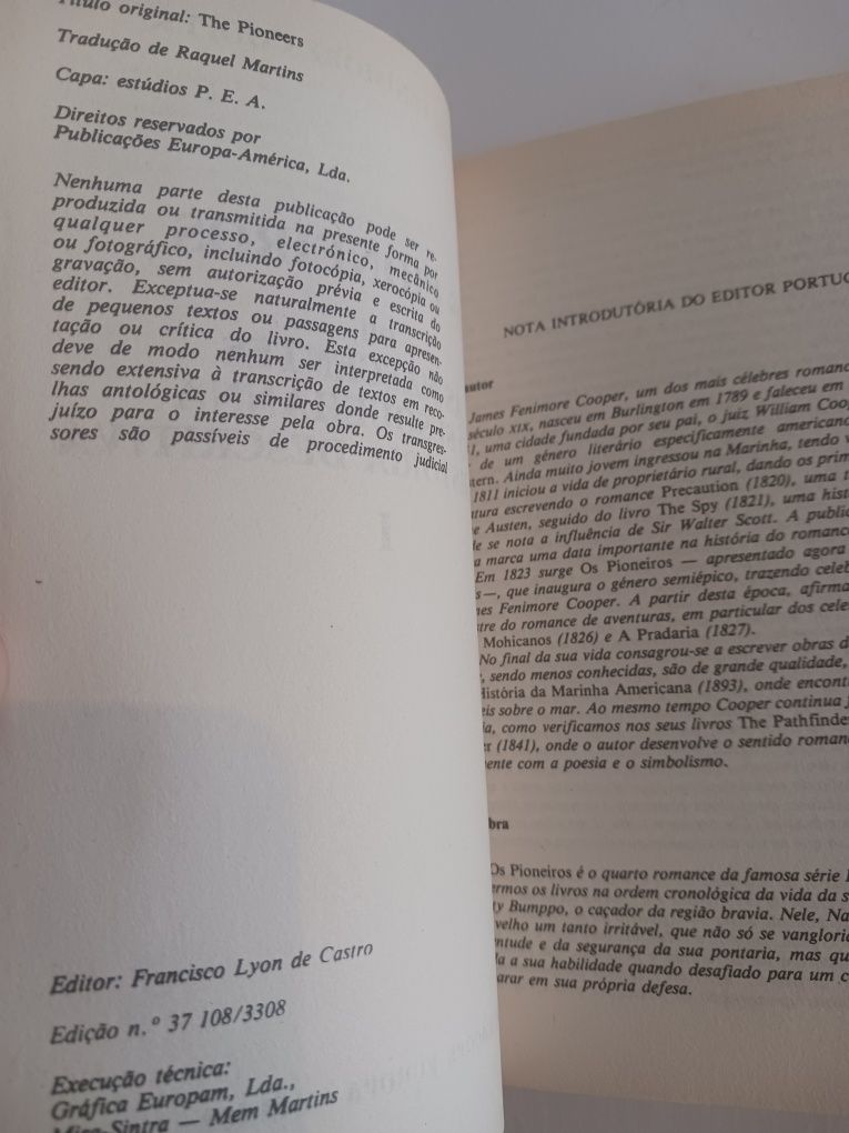 Livros Os Pioneiros, de James Fenimore Cooper - Novo