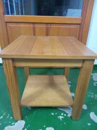 Stolik z półką z litego drewna sosnowego