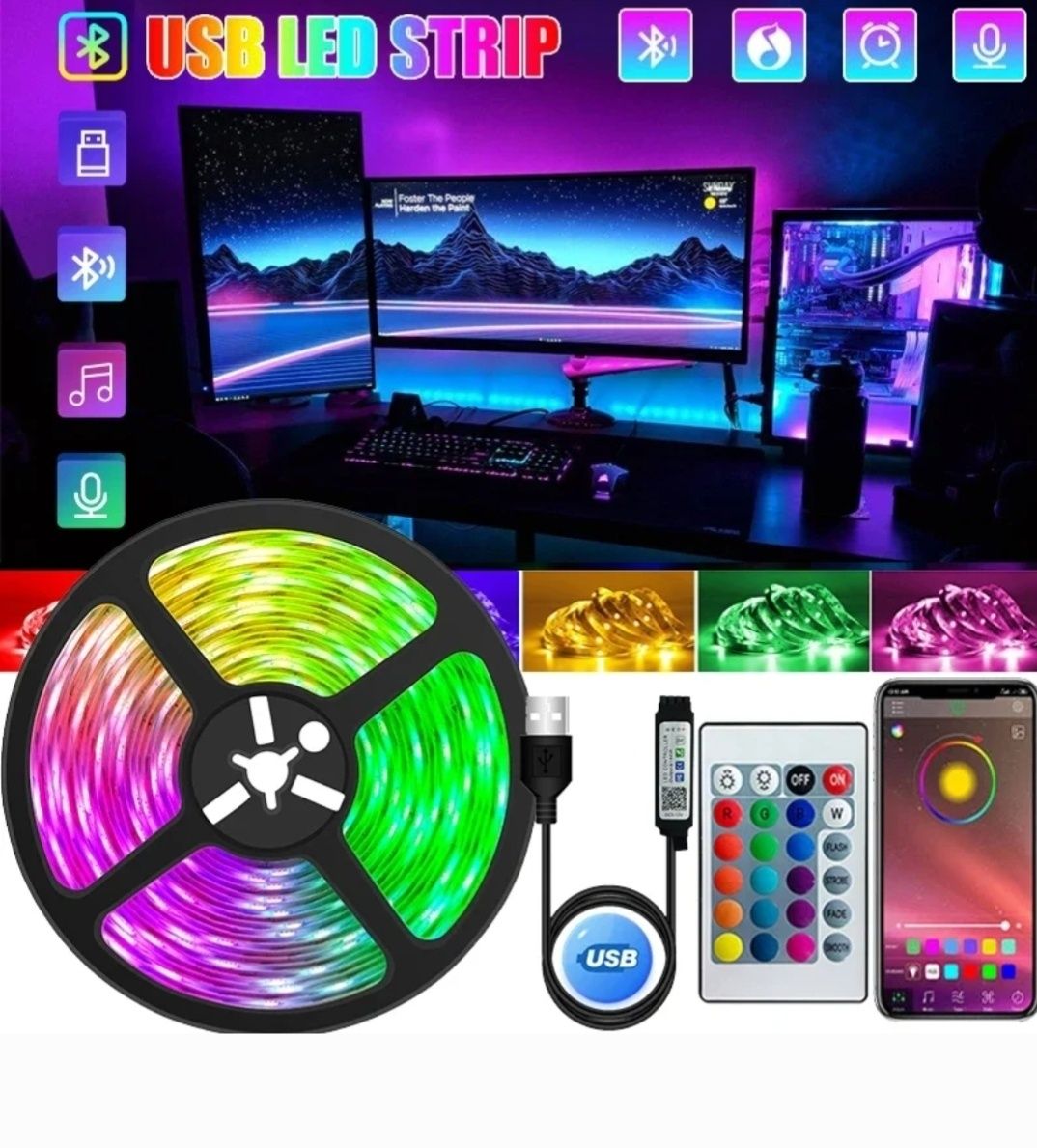 Rgb лента 5 м стрічка RGB LED лента светодиодная світлодіодна світодіо