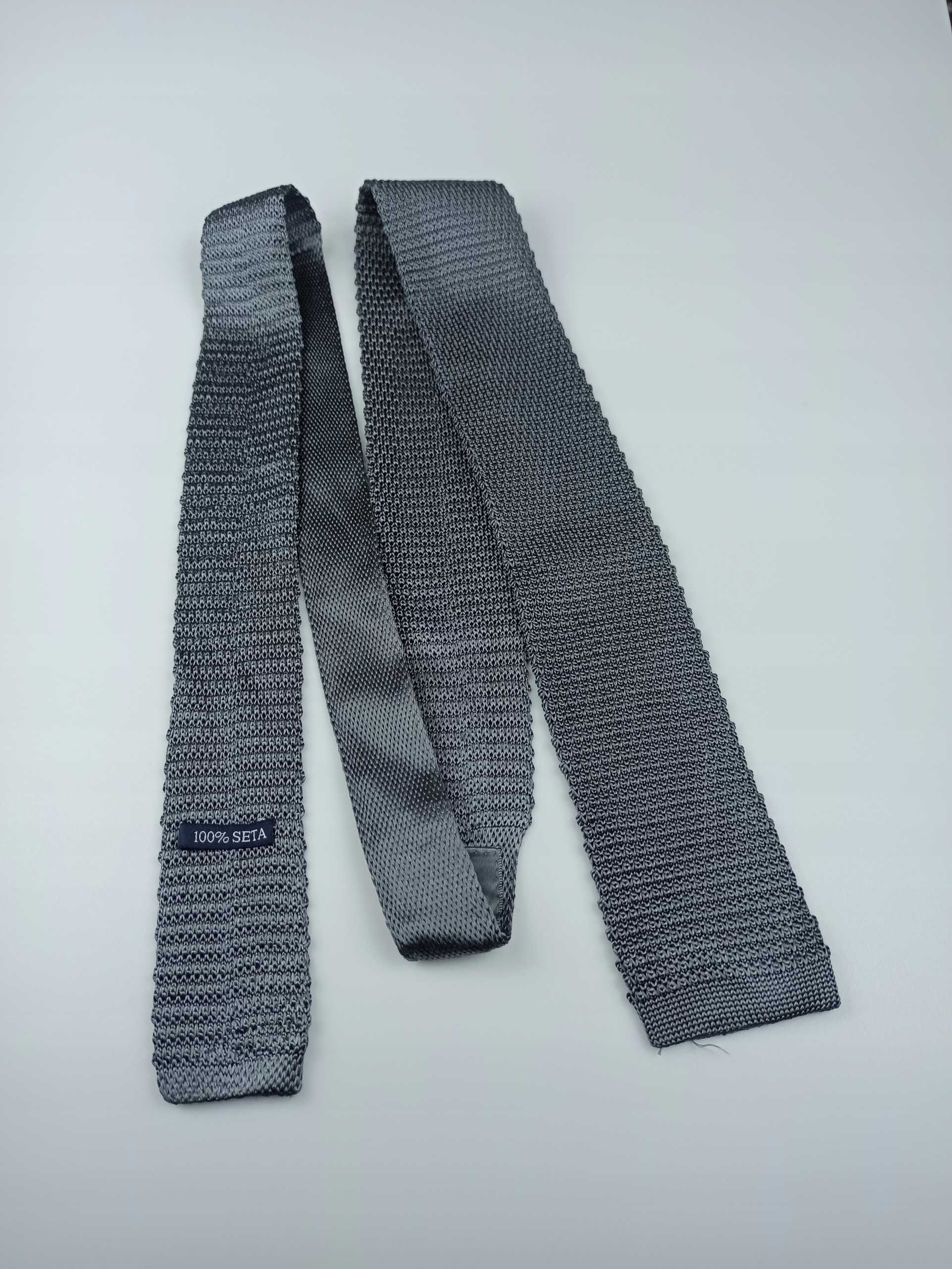 Gutteridge szary jedwabny krawat knit kn09
