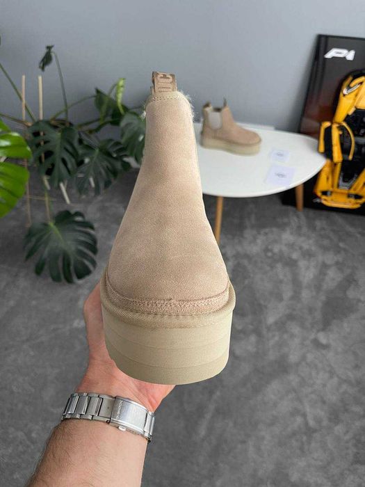 Угги UGG Neumel Chelsea Platform Beige / Уггі Неумел Челсі бежеві