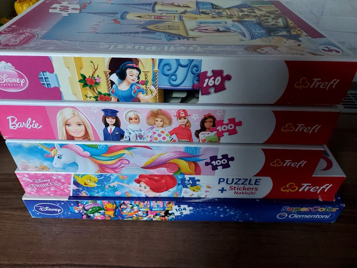 Puzzle 5+ Disney Barbie Księżniczki Zamek Jednorożec Arielka