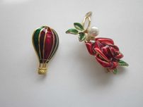 Broszki 2 szt vintage balon i róża