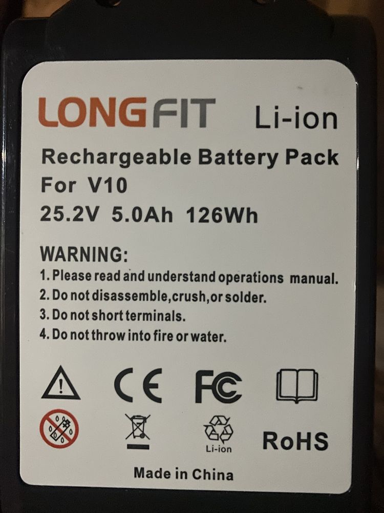 Dyson v10 аккумулятор , блок живленья longfit dyson 25.2v 5.0ah 126wh