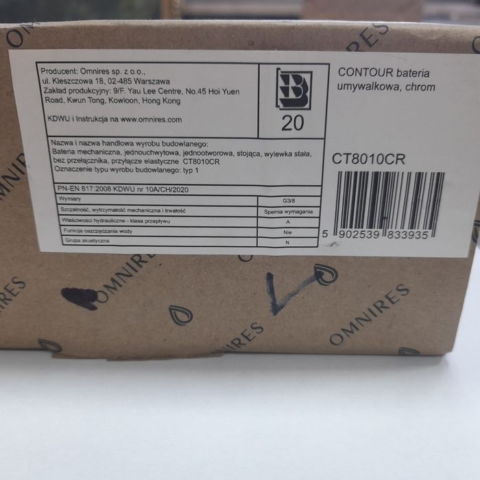 bateria umywalkowa omnires contour chrom połysk ct8010cr