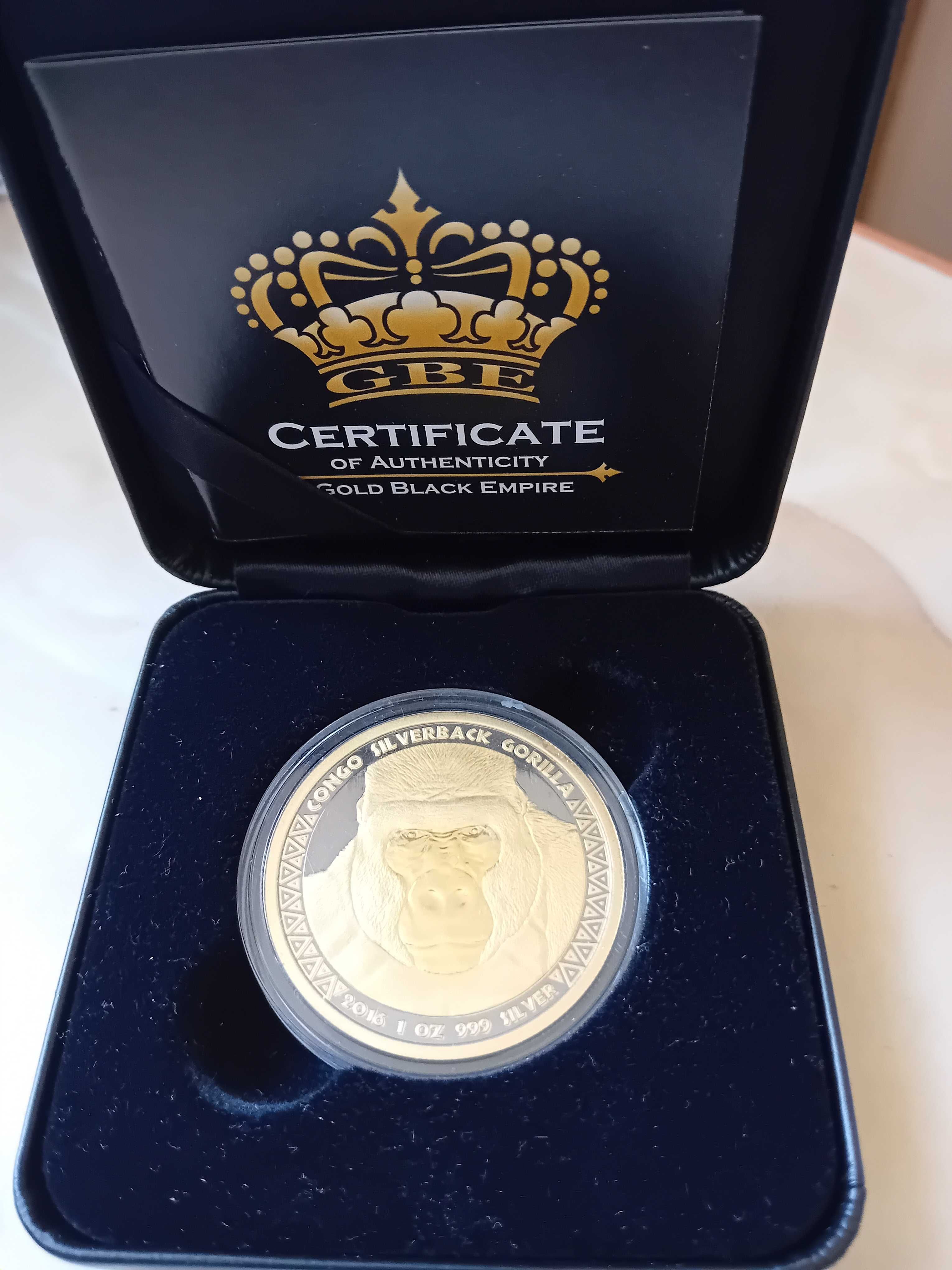 5000 francs Kongo goryl 2016 pozłacana