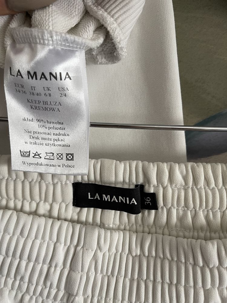 La Mania set biały rozmiar 36 S bluza z kapturem i spodenki krótkie