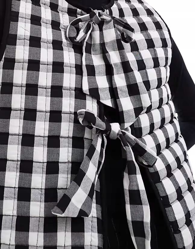 Asos Design Xxl Kamizelka Wiązana W Kratkę J28759