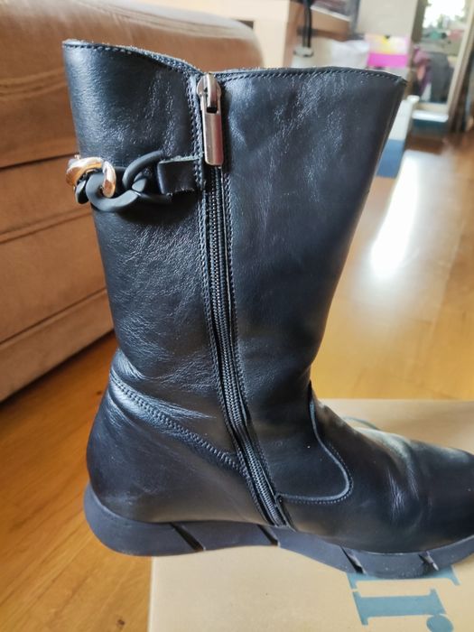 Сапоги кожаные подростковые