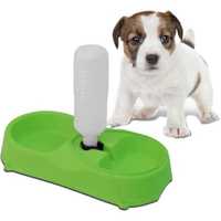 Пластикова миска для собак/котів з напувалкою pet feeder зелена