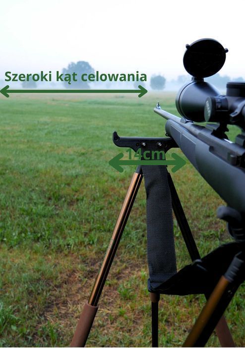 Pastorał myśliwski wysoki 5 nóg stabilny kraczka 2 punkty podparcia