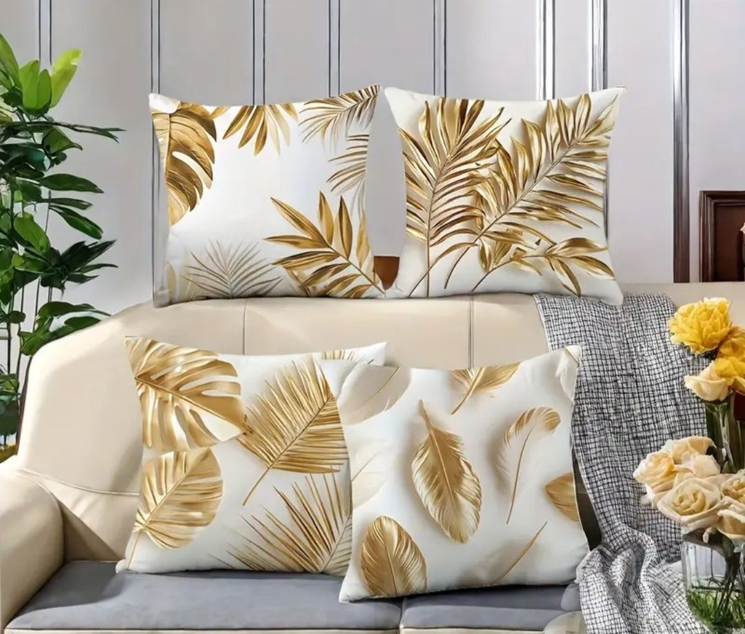 Zestaw 4 ozdobnych poszewek na poduszki - 45 cm x 45 cm. Nowe