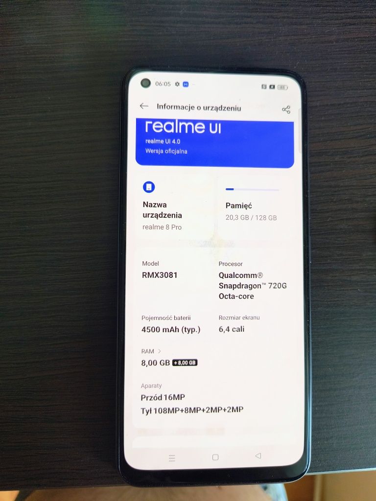 Realme 8 pro 8gb /128gb + sd 16gb