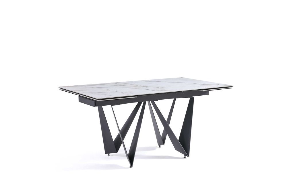 Rozsuwany prost. stół jadalny ceramiczny 160(240)x90cm Portofino Biały