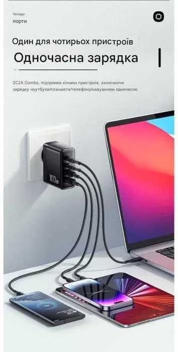 Зарядний пристрій Essager 100W GaN Зарядка для ноутбука type-c