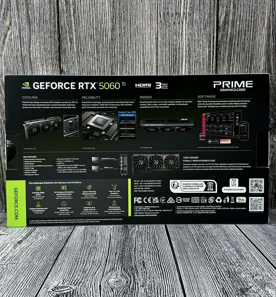 ASUS PRIME GeForce RTX 5060 Ti OC Edition. New! 1 шт.