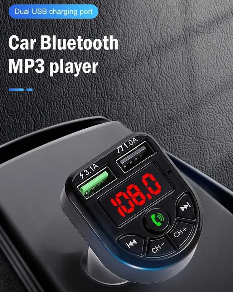 Transmissor FM Carro Mp3 Bluetooth 2 portos USB carregador novo