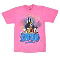 Bluzka T-Shirt Różowy Krótki Rękaw Damska Disney 2010 Vintage 38/M