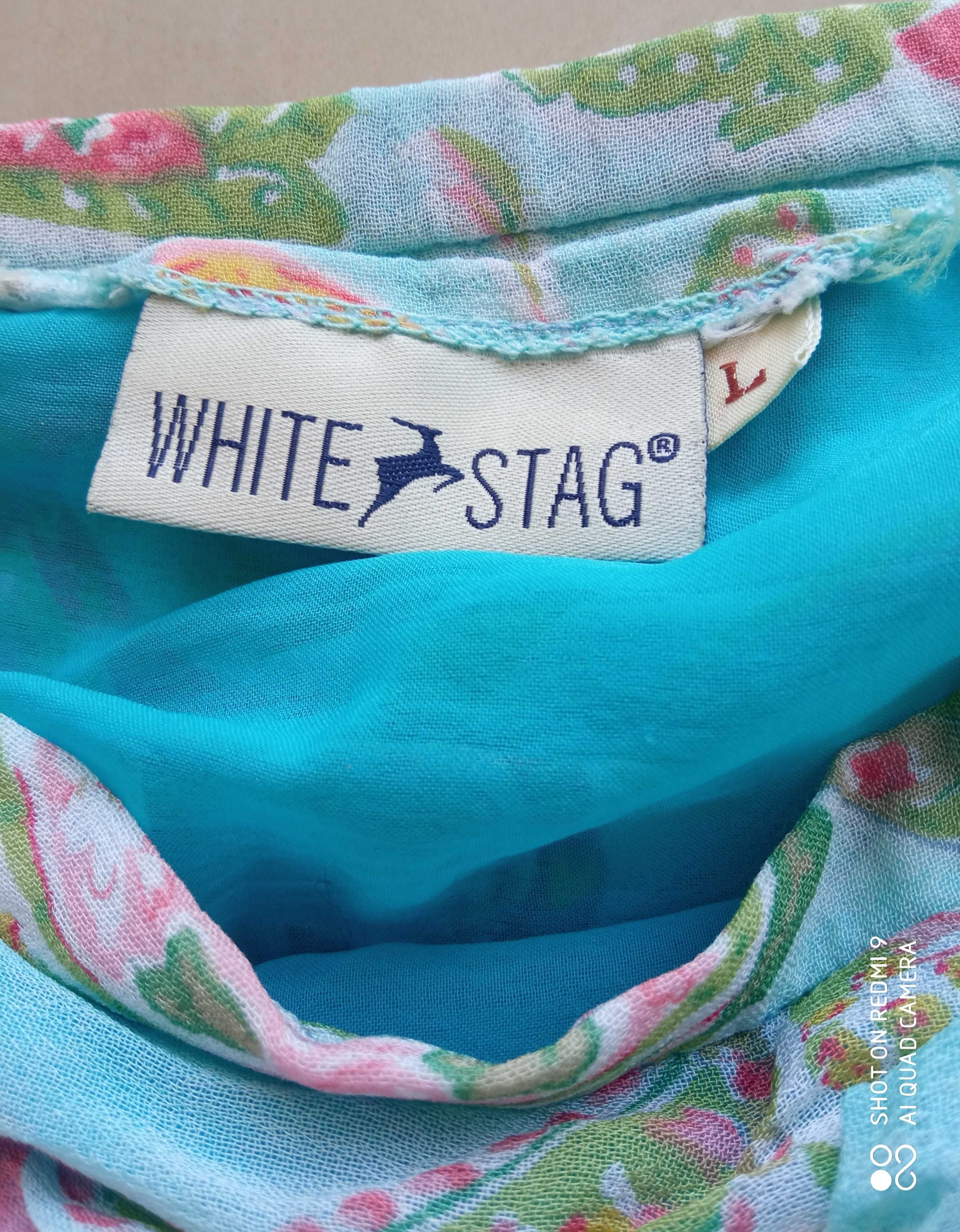 White Stag l spódnica maxi boho błękit turecki wzór 86cm pas