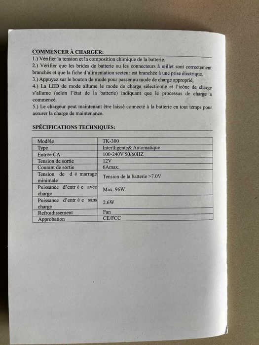 E-FAST TK-300 12V 6A - carregador de bateria inteligente e automático