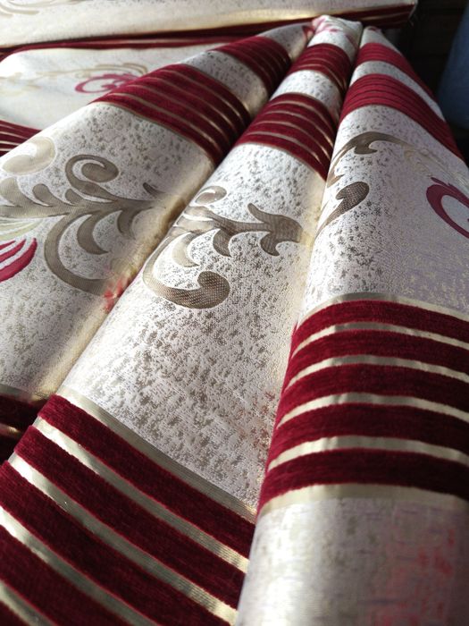 Zasłony z metra beż/zloto/bordo,szer 280 cm