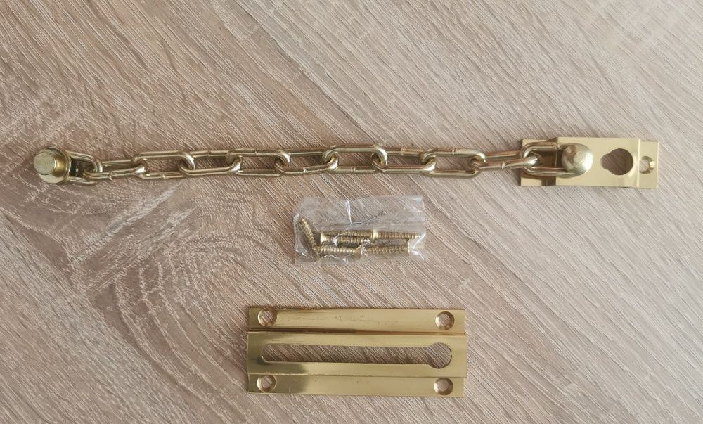 komplet 3 szt. łańcuch blokada zapornica do drzwi + klamka drzwiowa