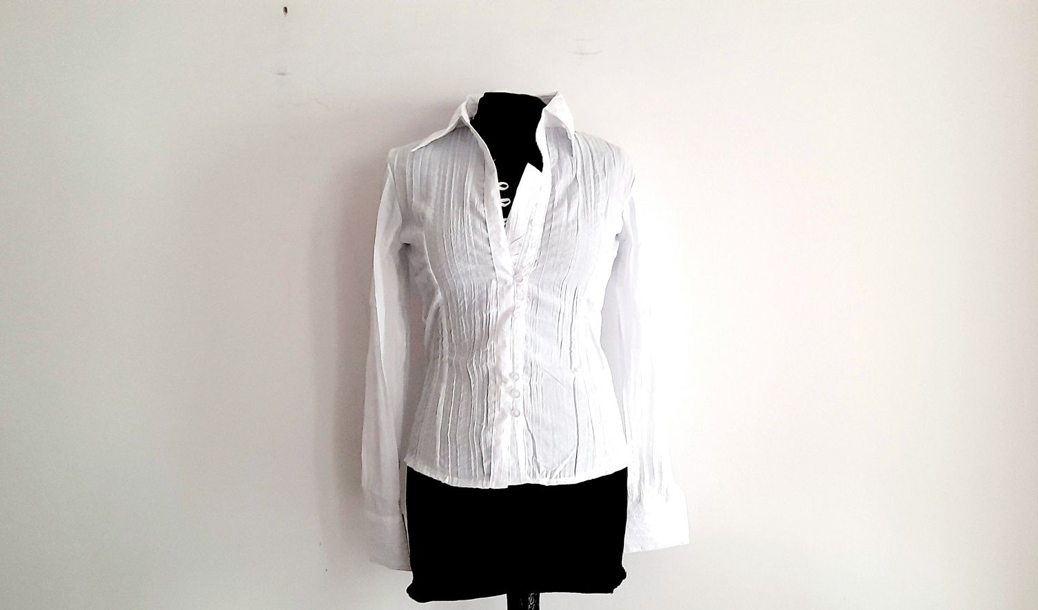 OKAZJA nowa koszula damska biała bluzka bawełniana wiosna 34 xs 36 s