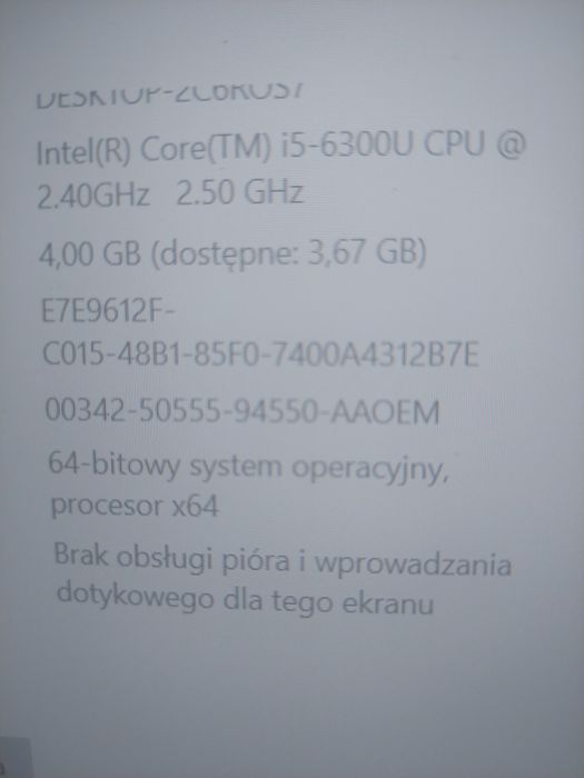Dell Latitude E5540  ekran 15,6" cpu i5-4300U 4x1,9GHz SPRAWNY