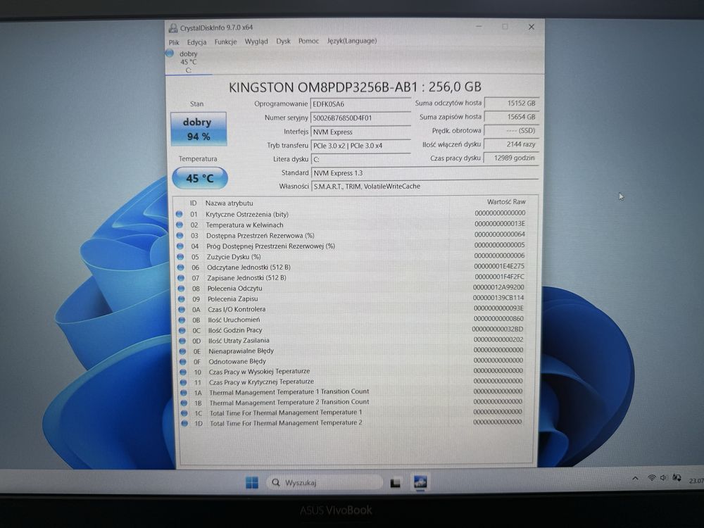 Laptop ASUS VivoBook 15” X513EA-BQ2808W + mysz Logitech MX Anywhere 3S