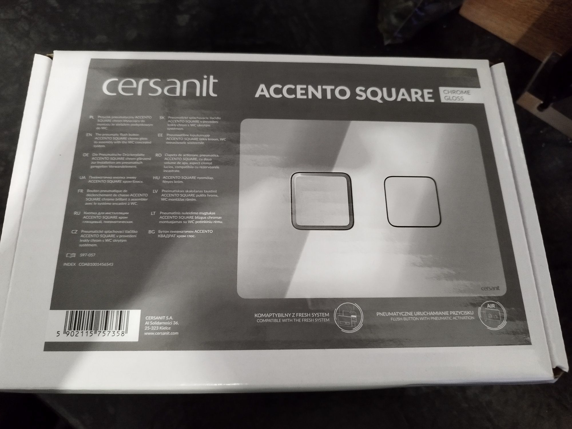 Cersanit accento square przycisk pneumatyczny chrom błyszczący nowy