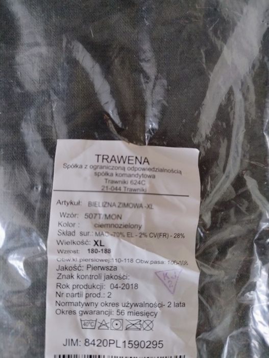 Bielizna zimowa wojskowa komplet r. XL