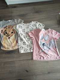 Bluzeczki t-shirt króliczek,zajączek pantera gepard zestaw h&m 116/122