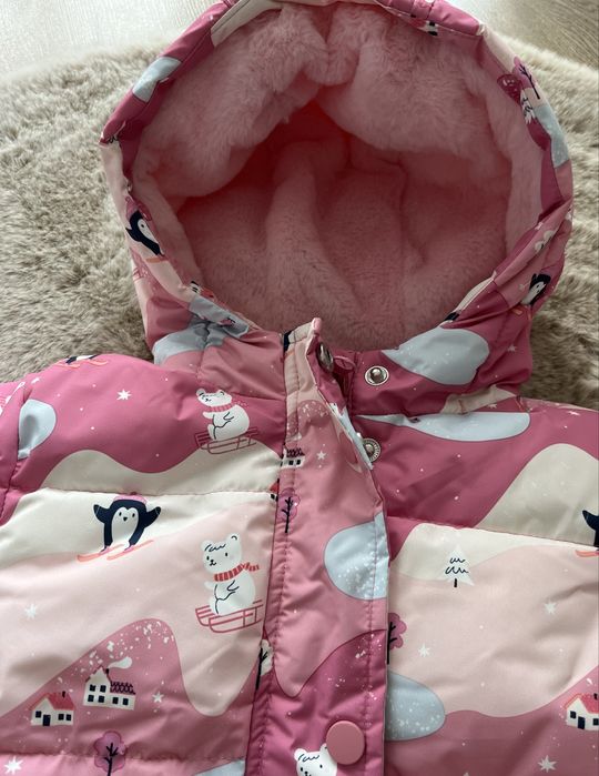 Nowa wzorzysta kurtka zimowa dla dziewczynki ocieplana