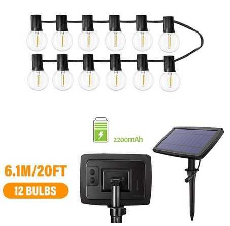 Luzes Solar para Jardim 10, 12, 25 lampadas