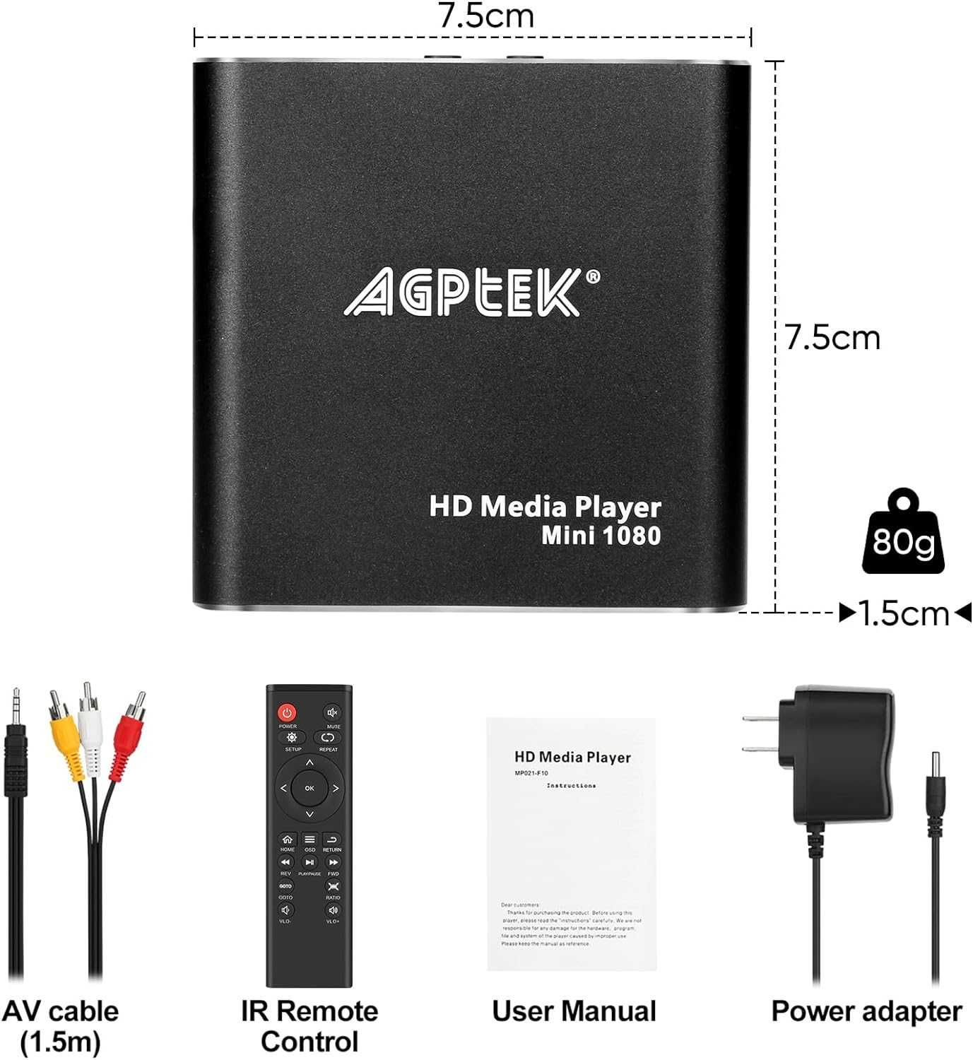 Медіа-плеєр для телевізора з USB / SD / MMC (AV вихід Black Mini 1080p