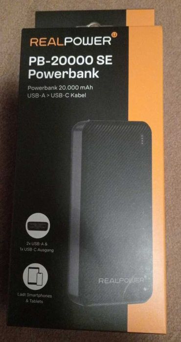 Новий павербанк RealPower 20000mA , виготовлений для Німеччини