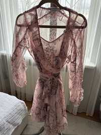 Рожеве плаття на запах з підкладкою