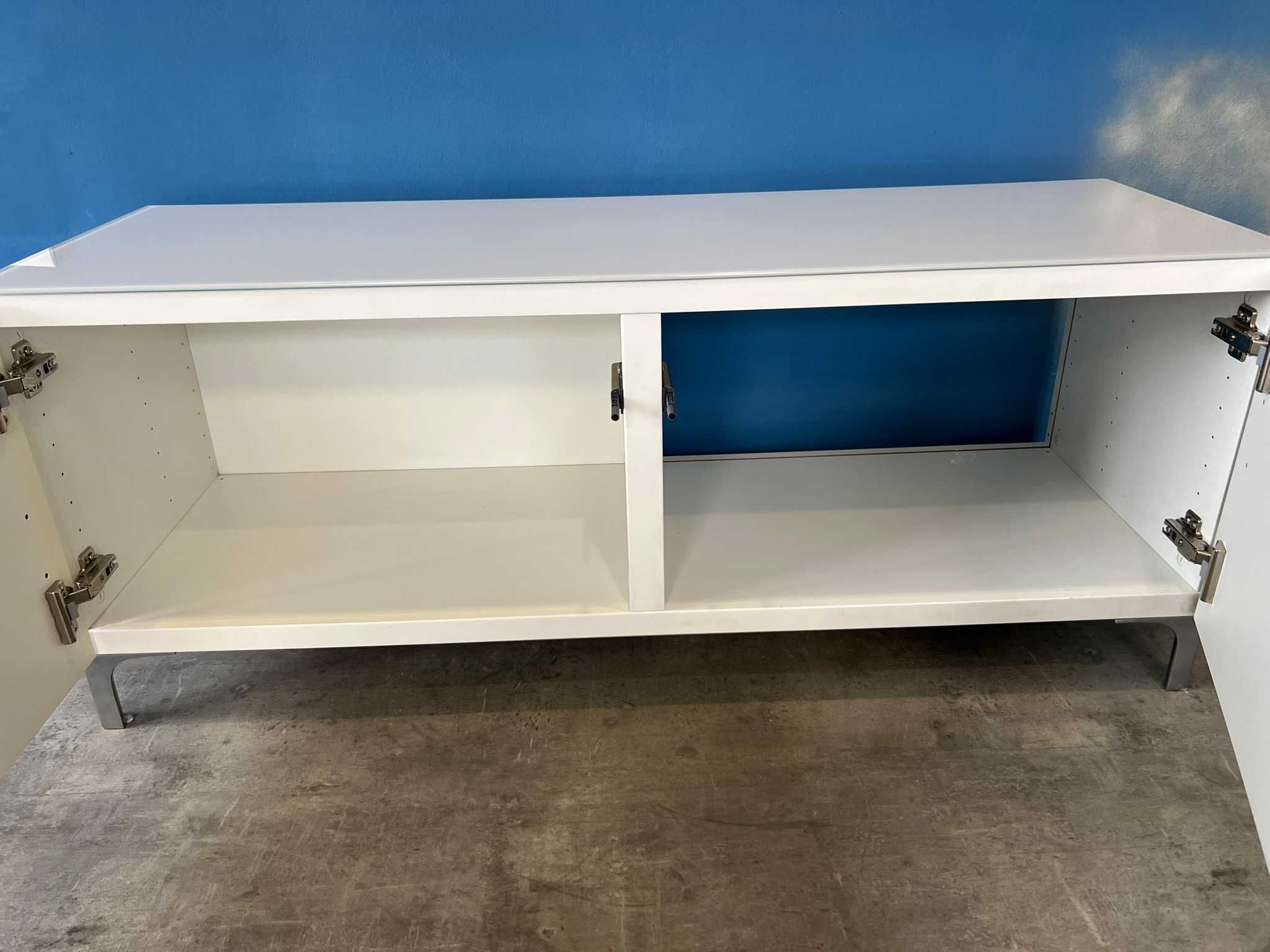 Szafka pod TV IKEA BESTÅ + szklana nakładka  biały połysk