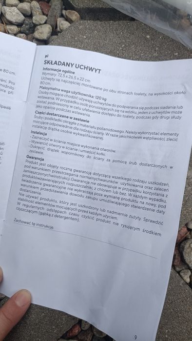 NOWY Składany uchwyt dla osoby starszej/niepełnosprawnej
