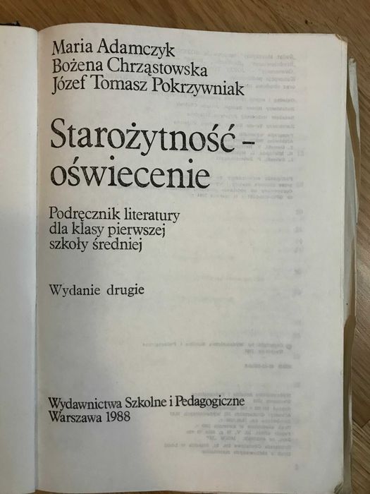 Podręcznik Starożytność Oświecenie Adamczyk Chrząstkowska Pokrzywniak