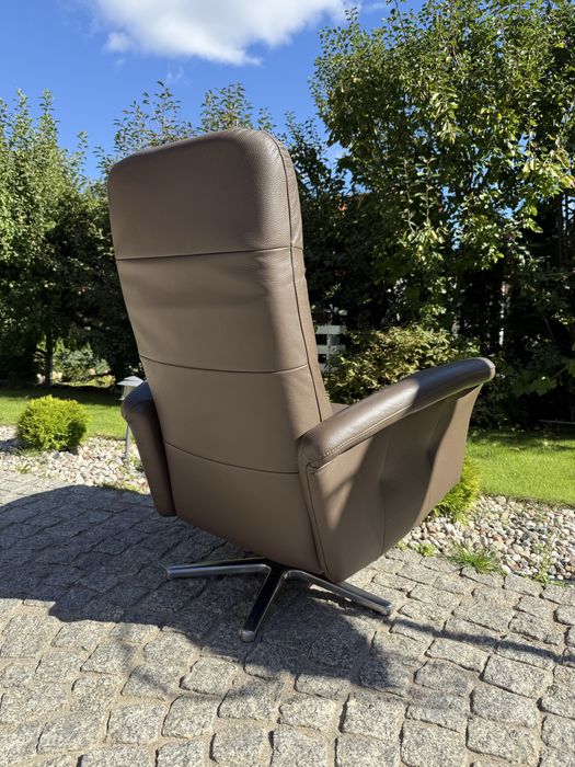 fotel rozkładany z funkcją relax relaksacyjny TV skóra naturalna