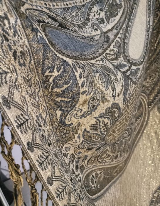 Ogromny xxxl szal vintage kaszmirowy dwustronny 100% kaszmir