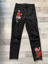 Dżinsy Mom Slim szerokie z kwiatami H&M 36 S wysoki stan spodnie