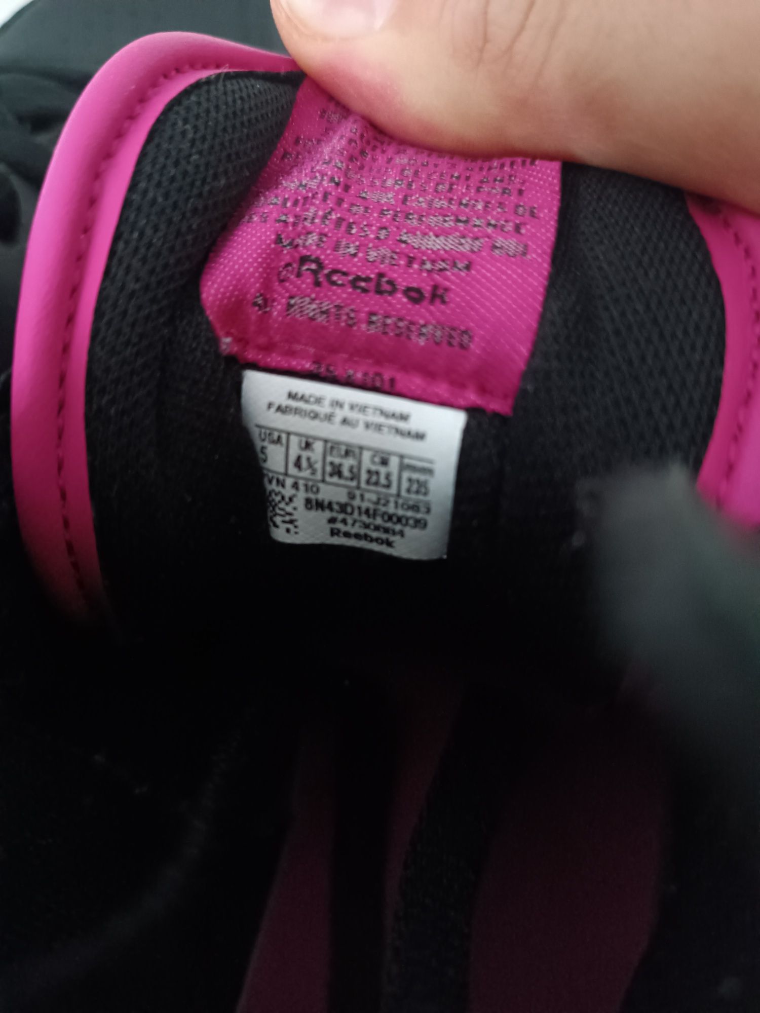 Wyższe adidasy REEBOK rozm 36,5 czarne różowe do kostki