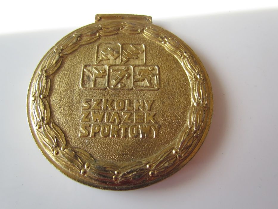 Medal plakieta X Łódzka Olimpiada Szkolna 1979 Łódź SzS mosiądz