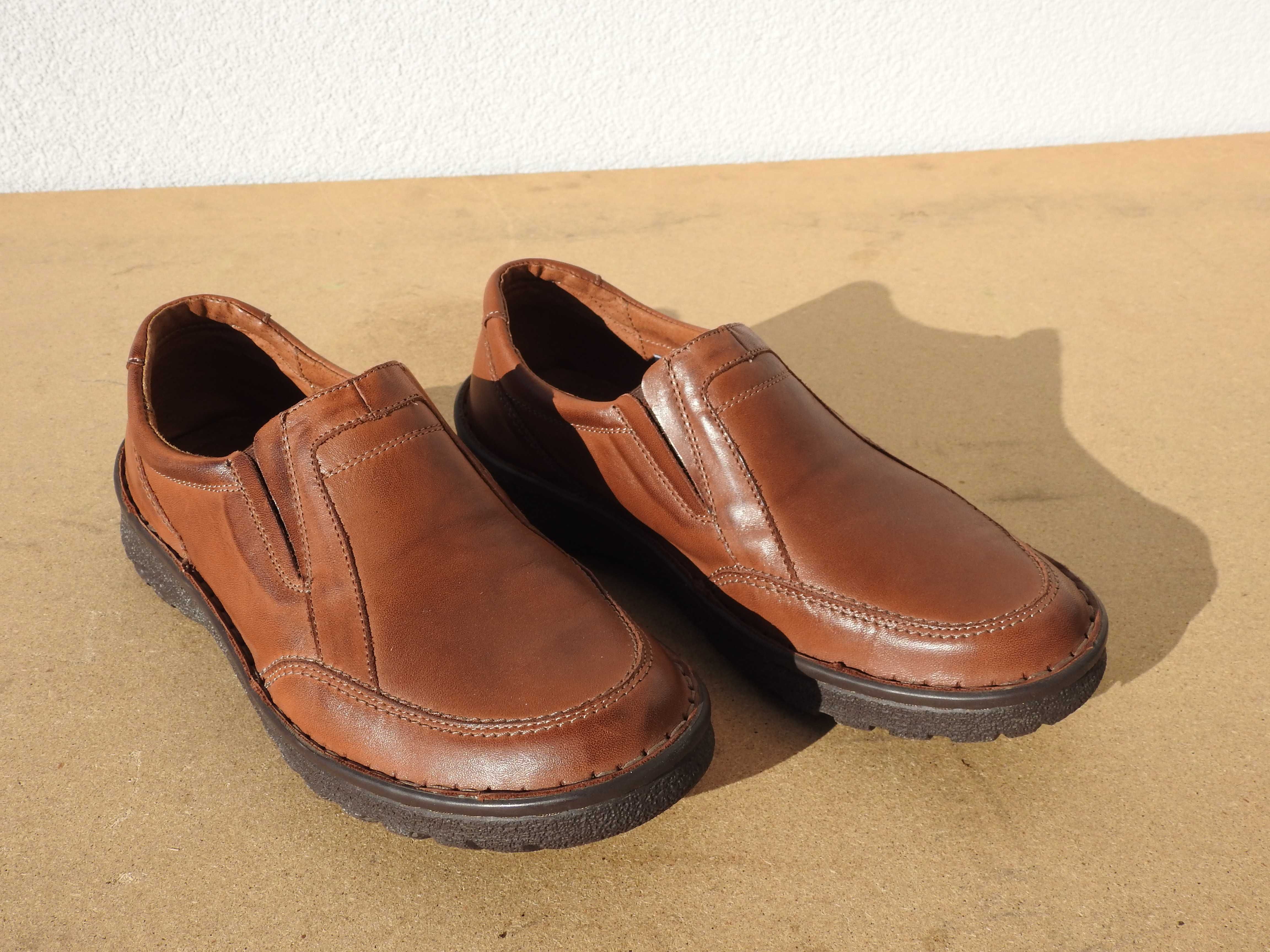 Buty skórzane Łukbut, kolor brązowy, rozmiar 40, mokasyny