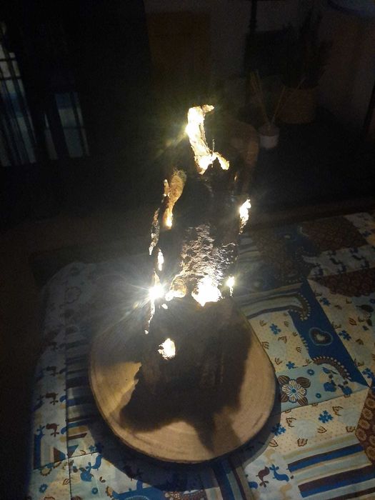 decoração em madeira com led